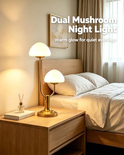 Lightdot Gold Mushroom Table Lamp for Bedroom Dimmable Cute Desk Lamp - Image 2