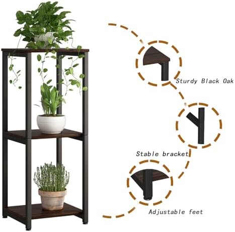 3 Tier Plant Stand Indoor Corner Tall Square Shape Plant Shelf - Image 5