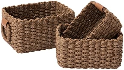 LA JOLIE MUSE Small Wicker Baskets for Organizing, Brown 3 Pack by LaJol%C3%ADeMuse