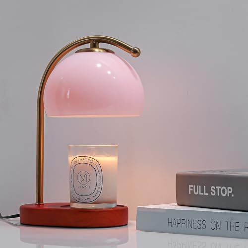 FCTWAKS Mid Century Pink Glass Candle Warmer Lamp with Timer & Dimmer, Mothers Day Birthday Gifts for Women Mom, House Warming Gifts New Home, Wax Warmer Lamp for Bedroom Decor with 2 Bulbs by FCTWAKS