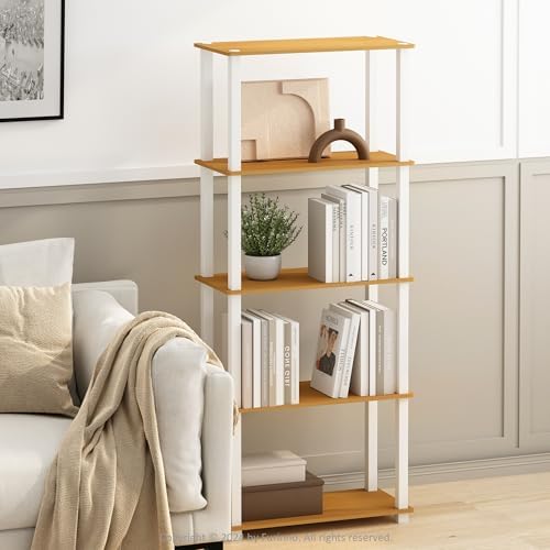 Furinno Turn-S-Tube Storage Shelves Set of 2, 3-Tier Book Shelf, Corner Shelf, Toolless Open Shelves, Square Tubes, for Organization and Storage, Living Room, Garage, Home Office, Beech by Furinno-FitsYourSpaceFitsYourBudget