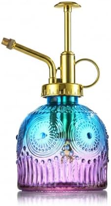 Vintage Embossed Glass Spray Bottle with Metal Pump, 10.6 oz Refillable Mister for Indoor Plants & Home Decor by Unknown