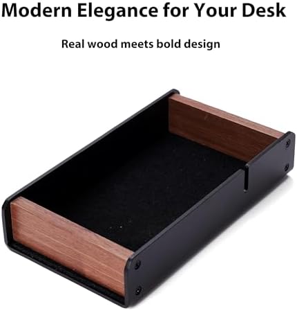 Walnut Desk Tray with Pen Holder Set, Solid Wooden Desk Drawer Organizer for Keys, Pen, Watch, Airpods, Earbuds, Cool Valet Tray for Men - Image 2