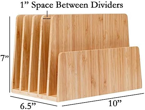MobileVision Bamboo Desktop File Folder Organizer and Paper Tray, 5 Slots - Image 3