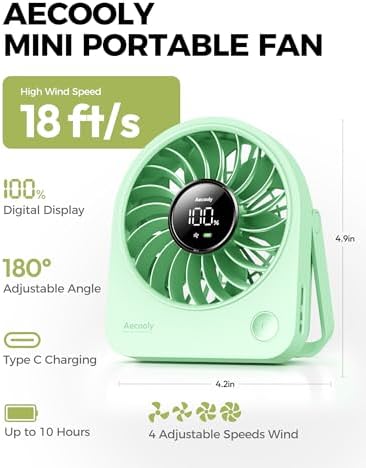 Aecooly Mini Portable Desk Fan, Small Enough to Hold USB Fan, 4 Speeds - Image 2