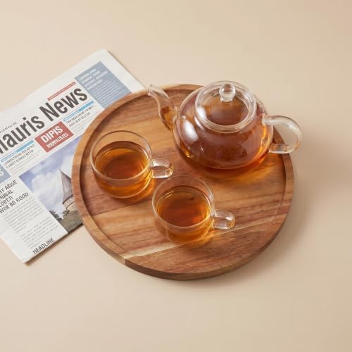 2 Pack Round Wood Tray, Acacia Wooden Decorative Serving Tray for Coffee Table, Home Decor, and Centerpiece – Small Candle Tray & Charcuterie Board for Kitchen Countertop (7.9 Inch) - Image 4