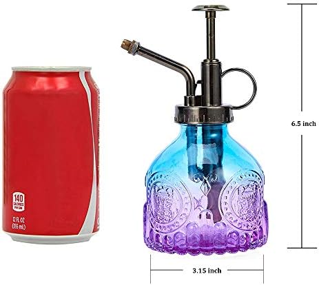 Glass Plant Mister Spray Bottle, Vintage Plant Spritzer, Succulent Watering Bottle with Top Pump, Small Plant Sprayer Mister Watering Can for Indoor Outdoor Houseplant - Blue Purple Gradient - Image 2
