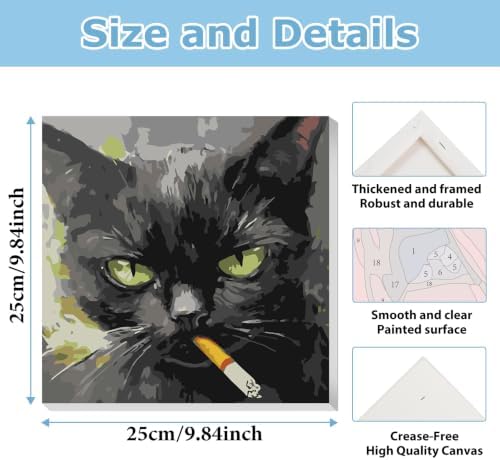 Cat Paint by Numbers with Frame, Funny Paint by Numbers for Adults 10x10 in - Image 3