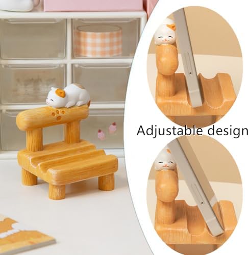 1PCS Cute Resin Phone Stand – Mini Desktop Holder for All Smartphones, Adorable Home Office Desk Decor Accessory (White cat) - Image 5