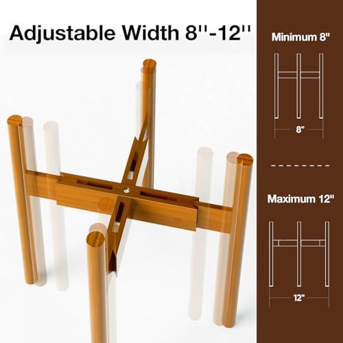 MUDEELA Plant Stand for Indoor, Bamboo Material, Pale Brown, 14.5 Inch Tall - Image 2