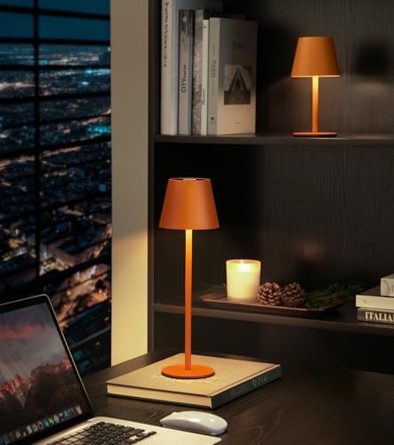 3 Pack Cordless Table Lamp, Portable Battery Operated Lamp with 3 Color Temps and Stepless Dimming, Rechargeable Table Lamp for Dinner, Desk, Cafe, Outdoor (Orange) - Image 2