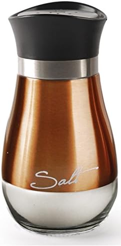 Circleware Cafe Contempo Elegant Glass Salt & Pepper Shakers Dispenser,Clear Bottom Jar Bottle Container w/Stainless Steel Top,Perfect for Himalayan Seasoning Herbs Spices,Copper,4.4 oz, (Pack of 12) - Image 3
