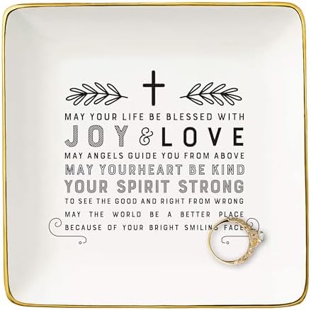 NZY Godchild Blessing Gift from Godmother - Christening, Baptism, Christmas - May Your Life Be Blessed With Joy and Love - Jewelry Tray Trinket Holder Ring Dish by NZY