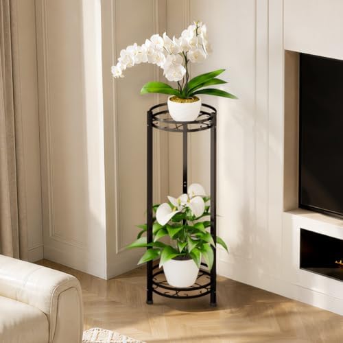 Homsorout 2 Tier Plant Stand Indoor Outdoor for Corner, Black - Image 6