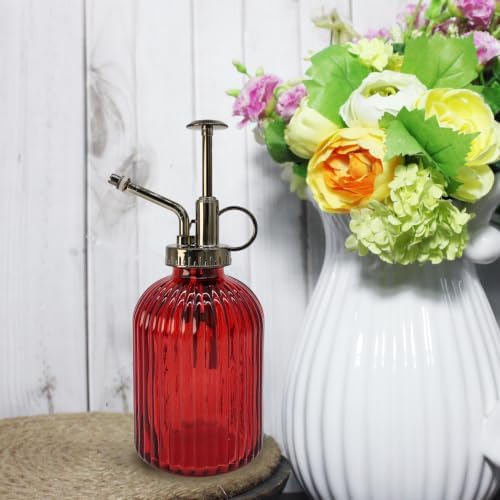 Glass Plant Mister Spray Bottle, 350ML Vintage Plant Spritzer with Top Pump Watering Can for Indoor Outdoor House Plants,Flowers (Red) - Image 4