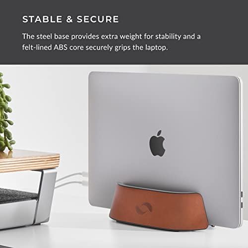 HumanCentric Vertical Laptop Stand in Vegan Cognac Leather, Adjustable - Image 6