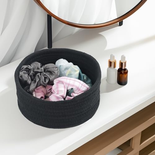 Small Woven Cotton Rope Baskets, Set of 3, Black - Image 3