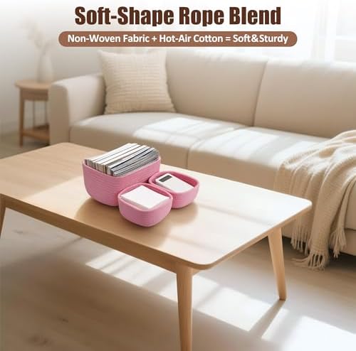 5-Pack Small Woven Rope Storage Baskets, 2 Sizes Organizer Bins - Image 6