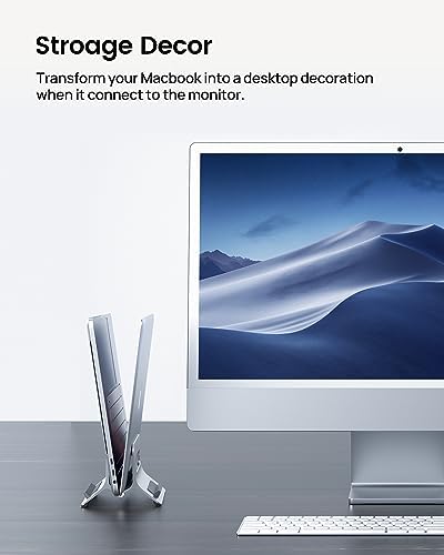 SODI Vertical Laptop Stand for Desk, Gravity Auto Lock Vertical MacBook Stand, Aluminum Laptop Vertical Dock Stand Holder Compatible with MacBook Pro, MacBook Air, Silver - Image 3