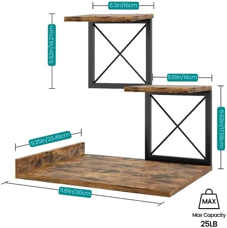 ELITEROO Desk Shelf Organizer, Wood Desktop Organizer Small Bookshelf, 3 Tier Storage Shelf Riser Display Stand for Office Decor and Desk Accessories, Rustic Brown Black - Image 3