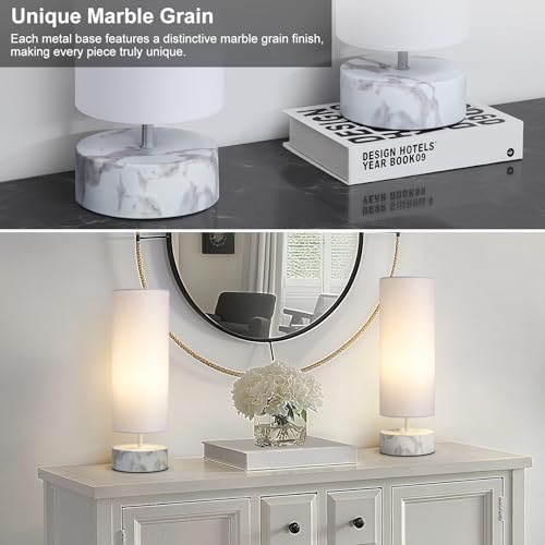 Touch Table Lamp with Marble Grain Metal Base, 3 Way Dimmable Bedside Lamp - Image 6