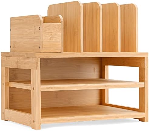 Homde Desk Organizer with File Holder: 3-Tier Bamboo Organization for Desks by Homde