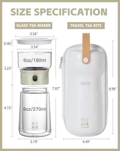 ZENS Glass Tea Infuser Pot, Modern One Touch Tea Maker for Tea Steeping - Image 5