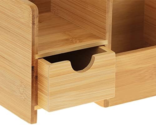 Relaxdays Desk Organiser, Drawer & Shelf, 2 Compartments, Natural - Image 6