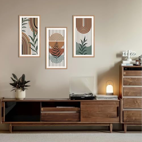 IARTTOP Boho Wood Wall Art Framed 8x16 Inch Set of 3 Mid-century Modern Abstract Wooden Wall Decor Minimalist Plant Artwork for Living room Bedroom Office - Image 6