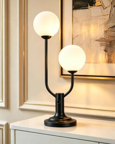 Lightdot Black Globe Table Lamp for Bedroom Gift G9 Bulbs Included Dimmable by LightdotLighting