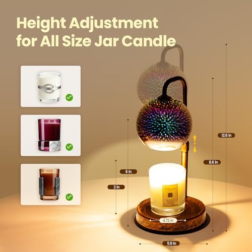 Glocusent Candle Warmer Lamp with Timer, Dimmable, Adjustable Retro 2 Bulbs - Image 4