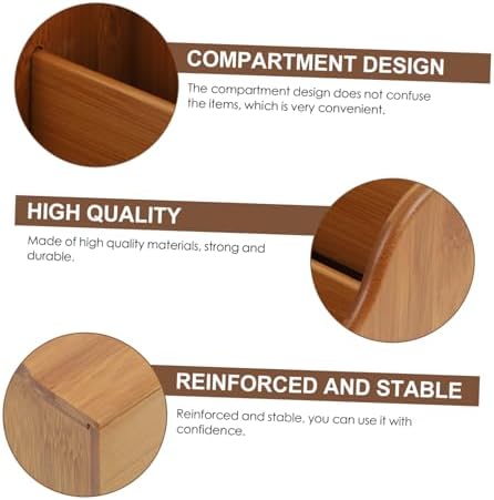 Sewroro Bamboo Storage Box Organizer Tray Dividers for Home Office Pen Oraganizer Simple Elegant Design Corrosion-resistant - Image 3