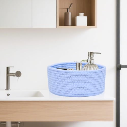 ABenkle Small Woven Basket, Empty Tiny Shallow Storage Basket, Mini Cotton Rope Baskets, Round Decorative Hamper, Basket Storage Bins for Toys, Spa, Socks, Nursery, Living Room - Image 4