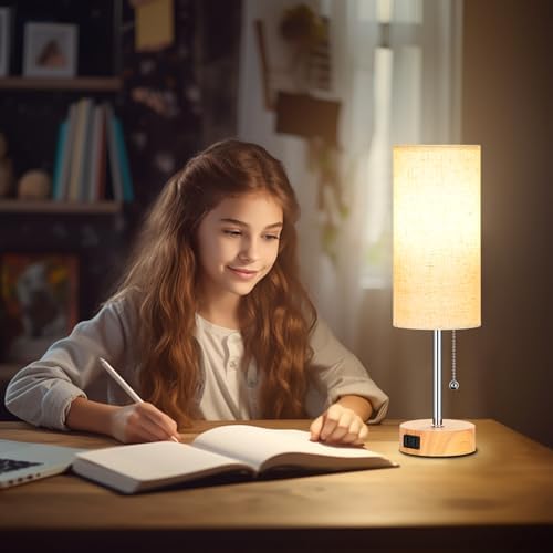 Dott Arts Table Lamp for Bedroom, 3-Color Bedside Lamps with Pull Chain - Image 5