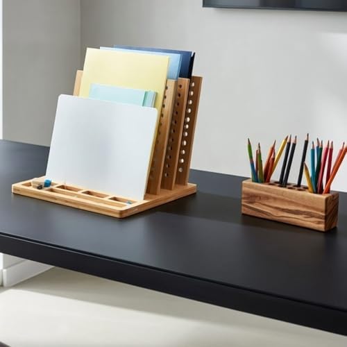 Bamboo Desk Organizer Set – 3-Tier File Holder with Magnetic Board + Solid Wood Pen Holder Cup | Stylish Office Desk Organization System - Image 4
