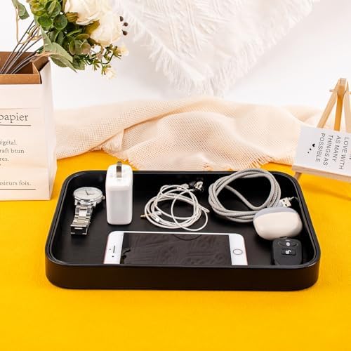 Valet Tray for Men 8.2 X 11.8 inch Simple PU LeatherTray Organizer for Men - Image 3