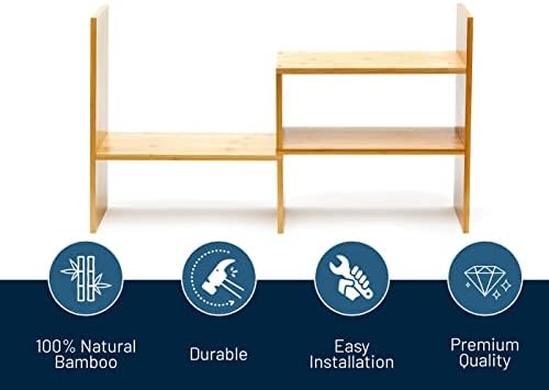 Natural Bamboo Desktop Organizer, Attractive Design, Stand Shelf for Books - Image 2