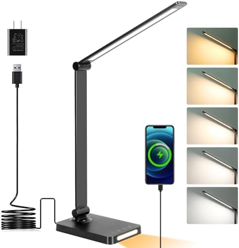 LED Desk Lamp with USB Ports,Touch Desk Lamps for Home Office with 5 Modes by DottArts