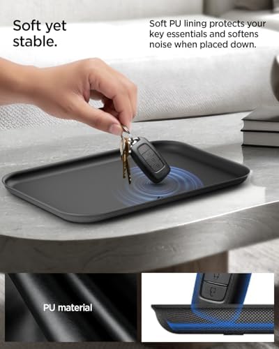Spigen Vegan Leather Valet Tray Tech EDC Nightstand Desk Organizer - Image 4