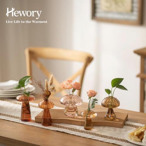 Hewory Plant Propagation Stations: 5PCS Amber Mushroom Vase for Flower - Image 4