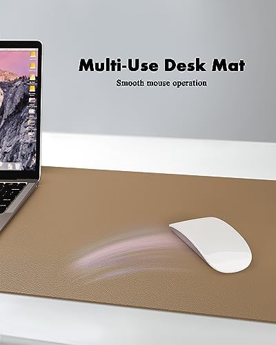 YSAGi Double-Sided Desk Pad, 35.4"x17"Leather Desk Mat, Eco Cork Desk Pad Protector,Large Mouse Pad,Waterproof Desk Blotter for Office/Home(Khaki) - Image 5