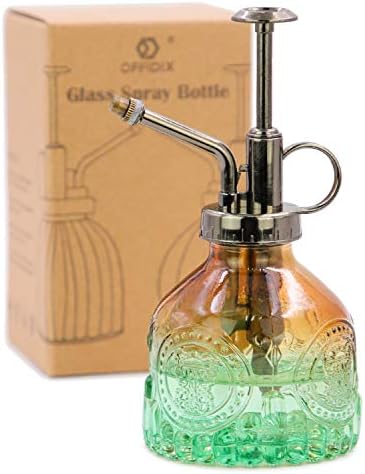 OFFIDIX Glass Plant Mister Spray Bottle, Vintage Spritzer, Succulent Watering Bottle with Bronze Plastic Top Pump, Small Sprayer Mister for Garden and Indoor Plants by Offidix