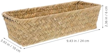 2pcs Large-capacity Woven Straw Storage Baskets for Home and Indoor Storage, Minimalist Khaki Desktop Organizer for Makeup and Small Items, Elegant Handwoven Decorative Baskets - Image 2