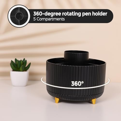 SKYDUE Black Office Supplies with Pencil Holder,Desk Accessories 11PCS - Image 3