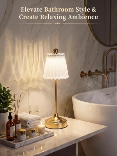 Small Vintage Rechargeable Cordless Table Lamp (White, 1 Pack) - Image 4