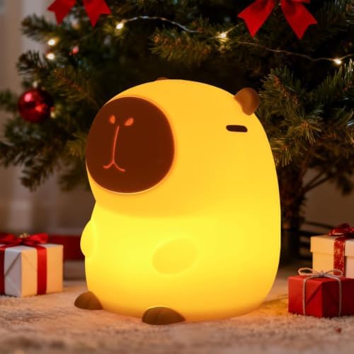 Rytinazzz Silicone Night Light for Kids, 50H Long Battery Capybara Lamp, Gift for Kids, Rechargeable Tap Control, Soft Dimmable Nursery Light by Rytinazzz