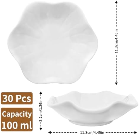 30-Pack Ring Dish Bulk, White Ceramic Lotus Trinket Tray 4.5" Wedding Favor Bridesmaid Gift, Small Jewelry Holder Catchall - Image 2
