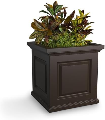 Mayne Nantucket 20in Self-Watering Square Planter, Espresso by Mayne