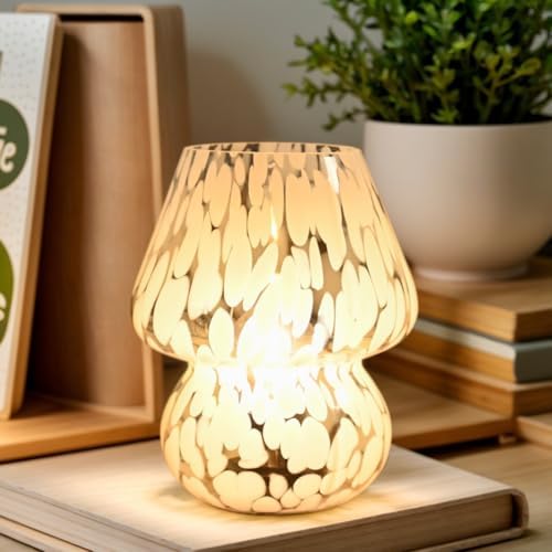 Mushroom Lamp Small Bedside Table Lamp, Battery Operated Mushroom Desk Lamp by AOMOONOA