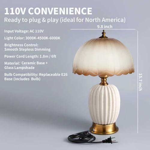 Vintage White Ceramic Cactus Small Table Lamp for Bedroom - Image 3